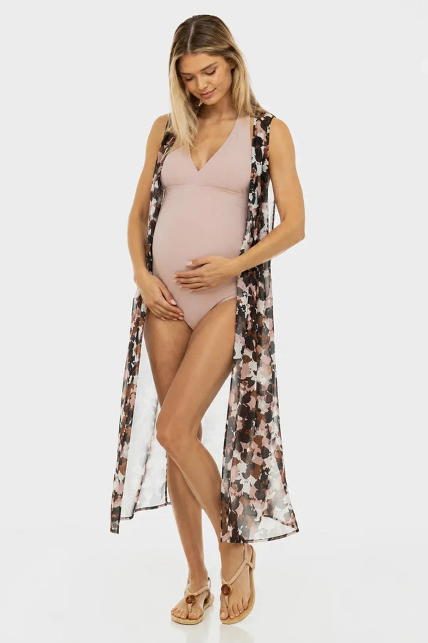 Costum de baie întreg pentru gravide și alăptare – pudră