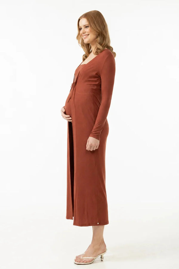 Set rochie și cardigan pentru gravide - portocaliu