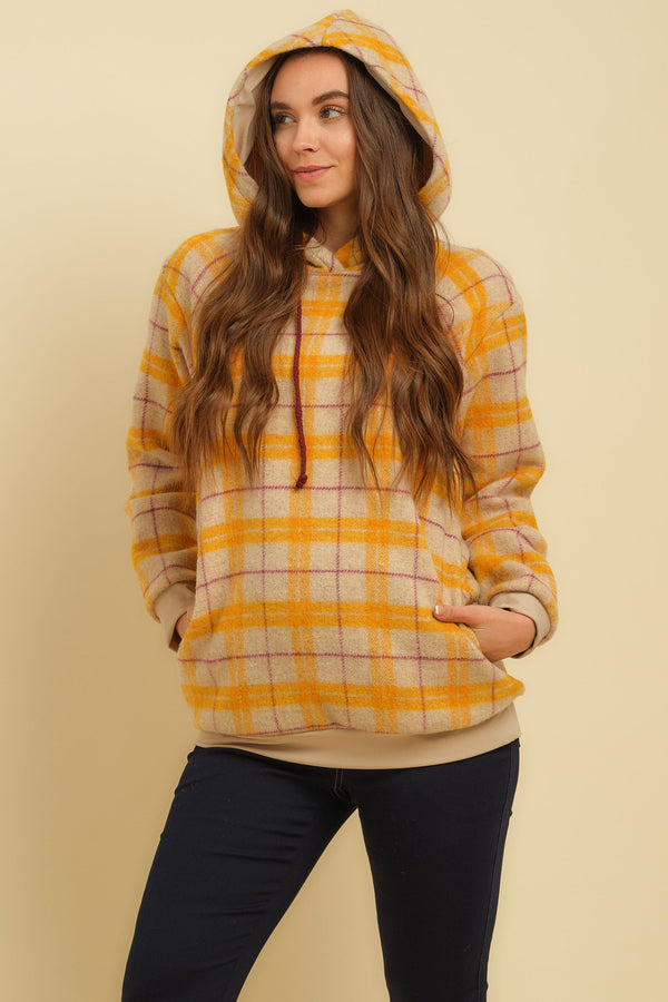 Hanorac în carouri pentru gravide și alăptare