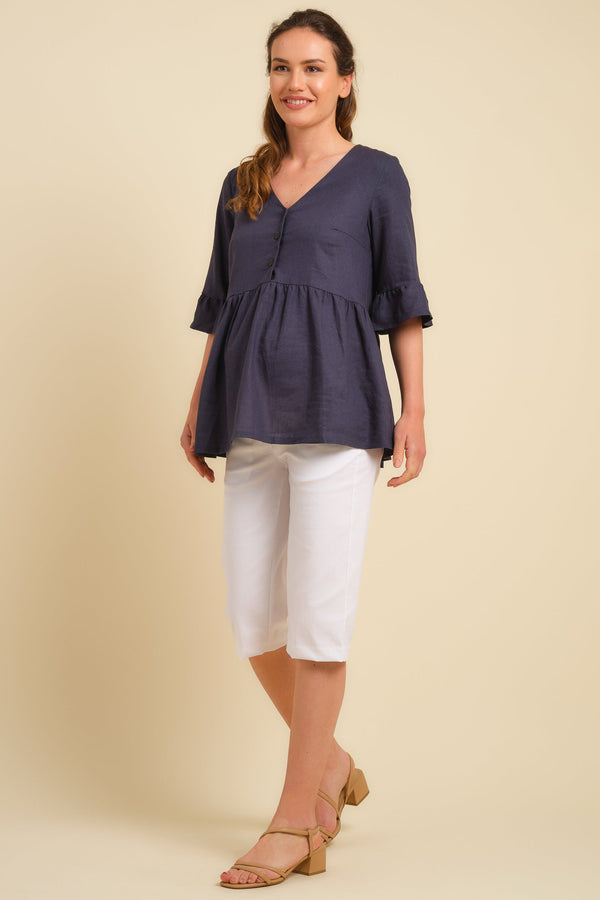 3/4 pantaloni strâmţi în alb pentru gravide