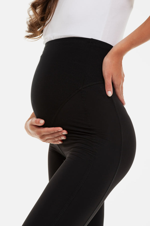 Colanți de culoare neagră pentru gravide cu bumbac organic