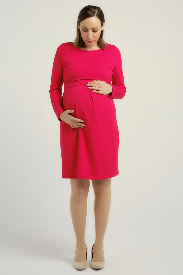 Rochie elegantă pentru gravide și alăptare cu mâneca lungă