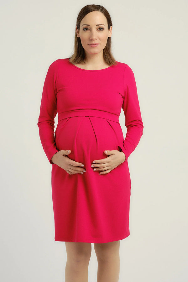 Rochie elegantă pentru gravide și alăptare cu mâneca lungă