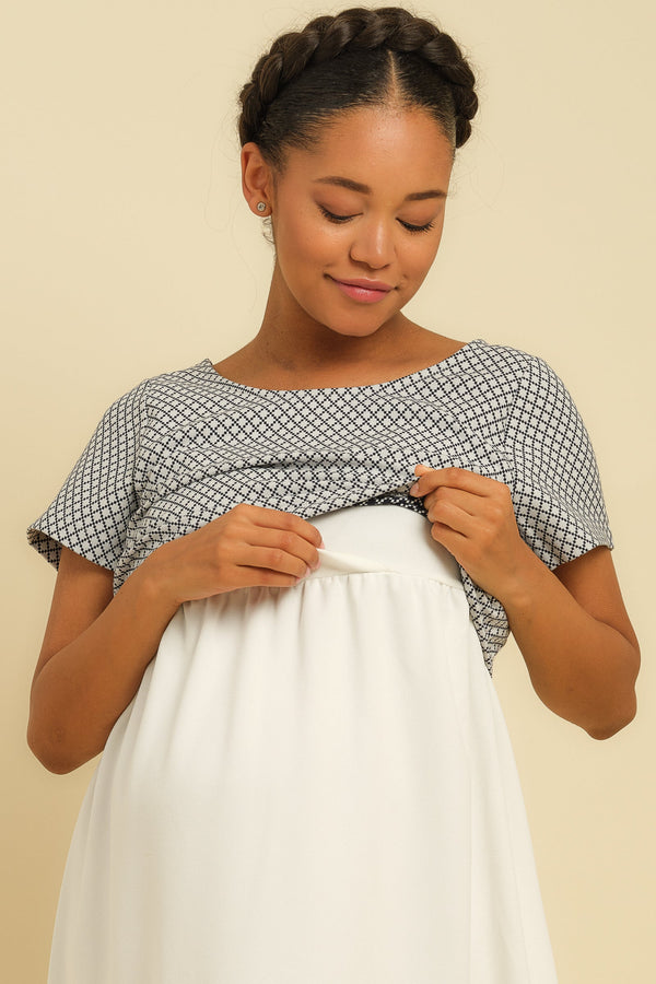 Rochie pentru gravide și de alăptare cu încrețituri