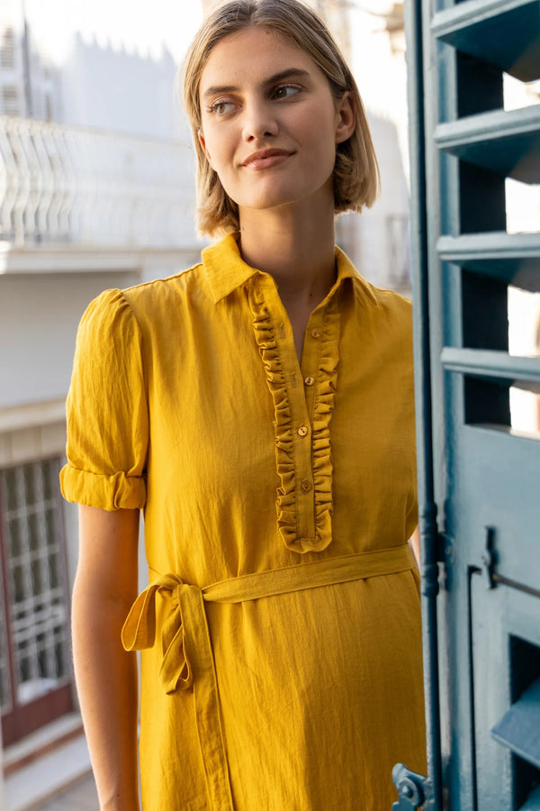 Rochie pentru gravide și alaptare cu gulerul cu volane