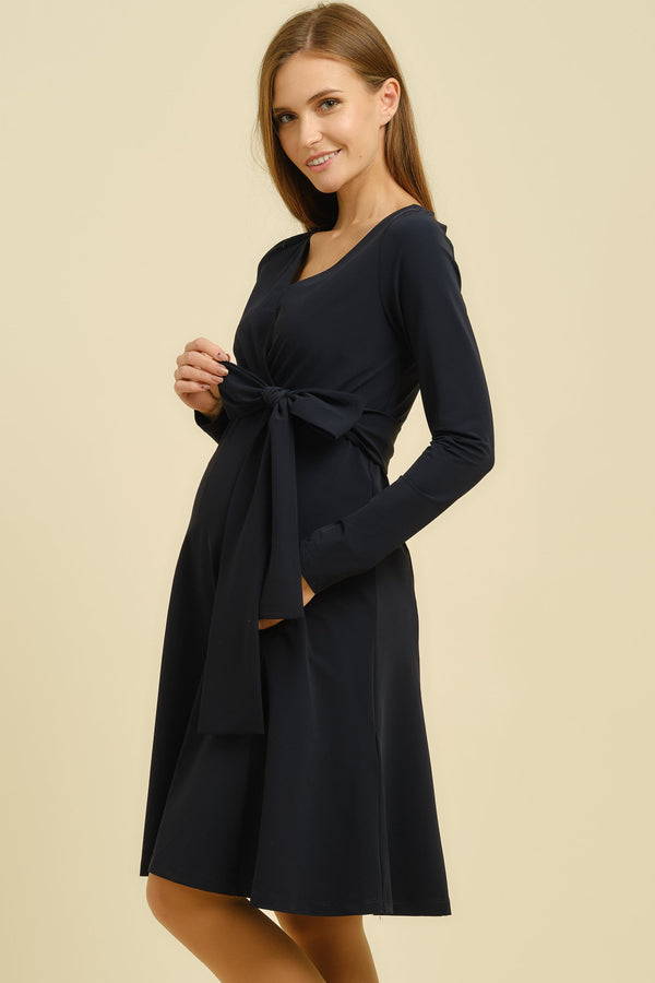 Rochie evazată pentru gravide și alăptare - albastru închis