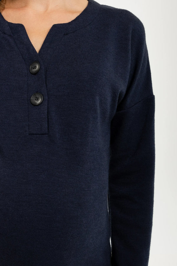 Rochie tricotată lungă pentru gravide și alăptare – bleumarin