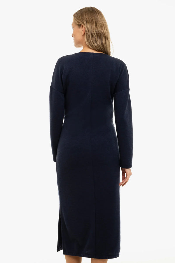 Rochie tricotată lungă pentru gravide și alăptare – bleumarin