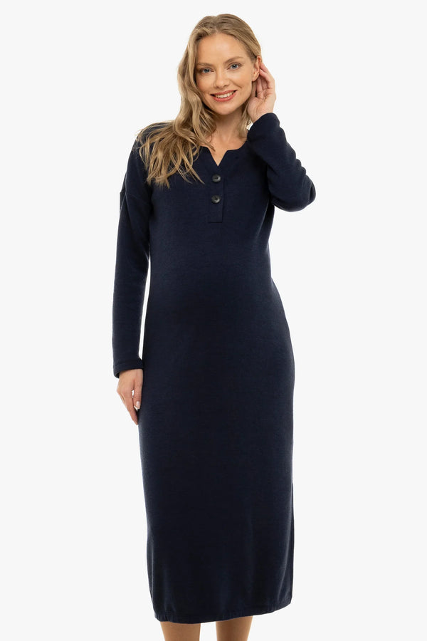 Rochie tricotată lungă pentru gravide și alăptare – bleumarin