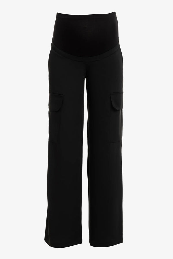 Pantaloni cargo eleganți pentru gravide în negru