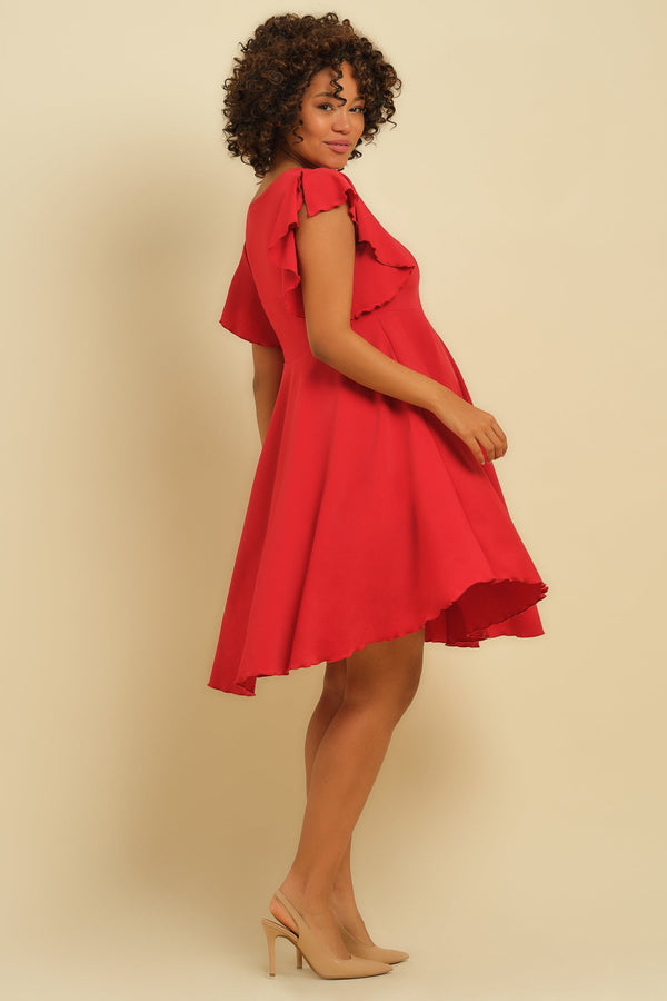 Rochie vaporoasă roșie pentru gravide și alăptare