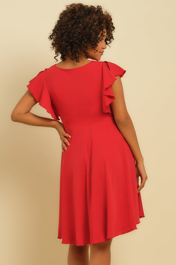 Rochie vaporoasă roșie pentru gravide și alăptare