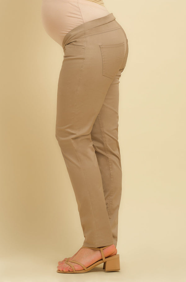 Pantaloni de bumbac bej pentru gravide