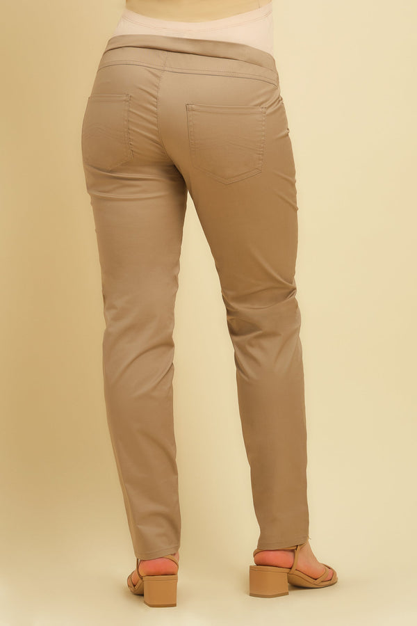 Pantaloni de bumbac bej pentru gravide