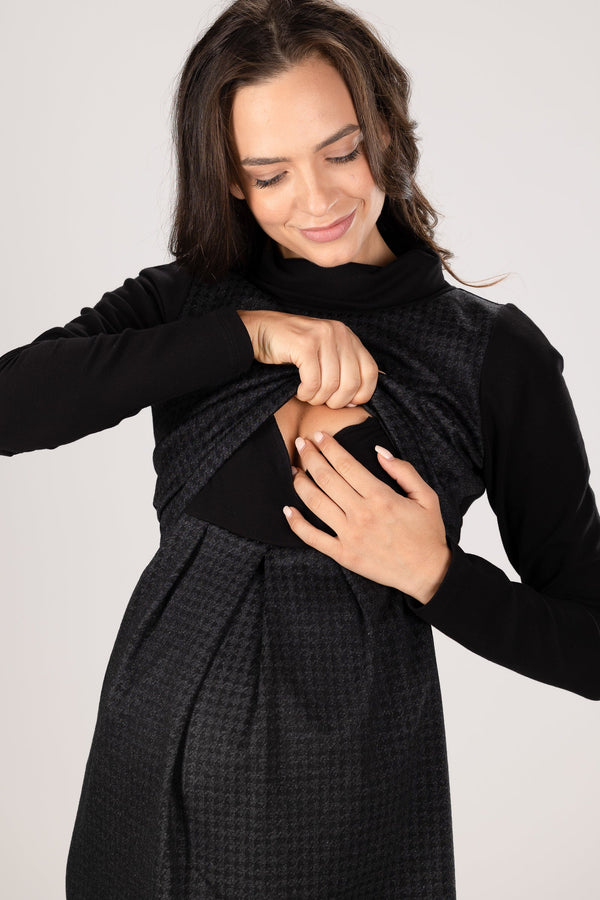 Rochie pentru gravide și alăptare cu guler polo