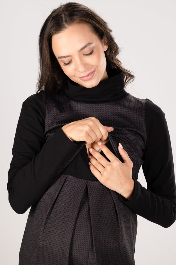 Rochie pentru gravide și alăptare cu guler polo