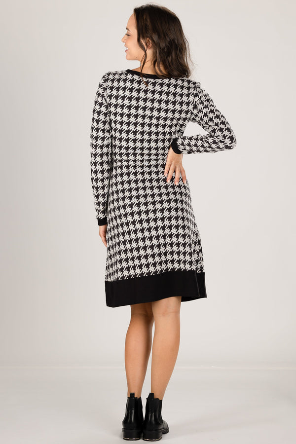 Rochie pentru gravide și alăptare cu motiv picior de cocoș