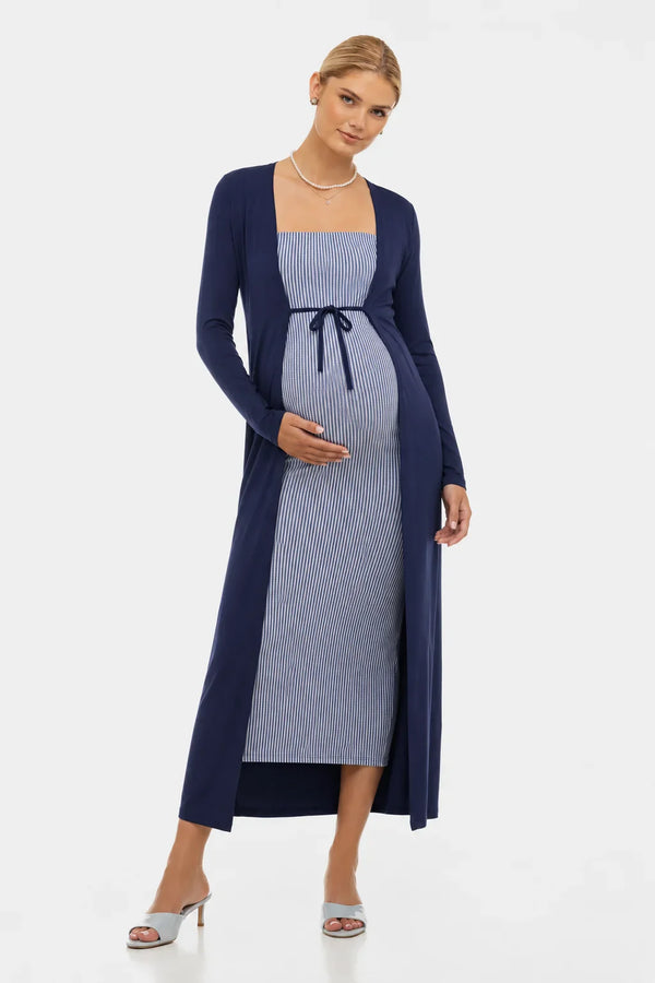 Set rochie și cardigan pentru gravide – în dungi