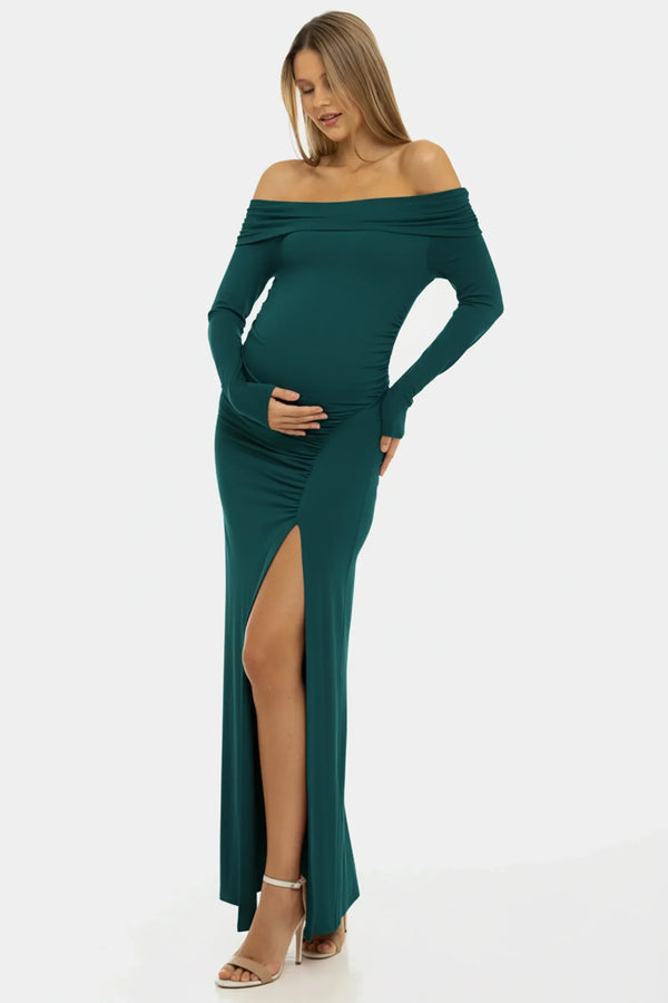 Rochie elegantă cu umeri goi în turcoaz
