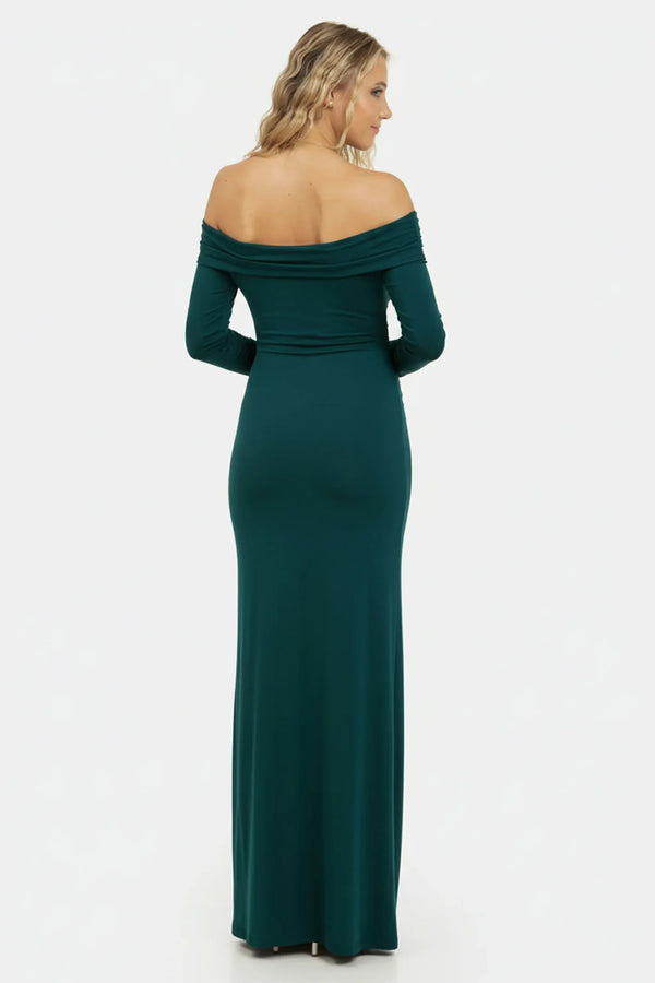 Rochie elegantă cu umeri goi în turcoaz