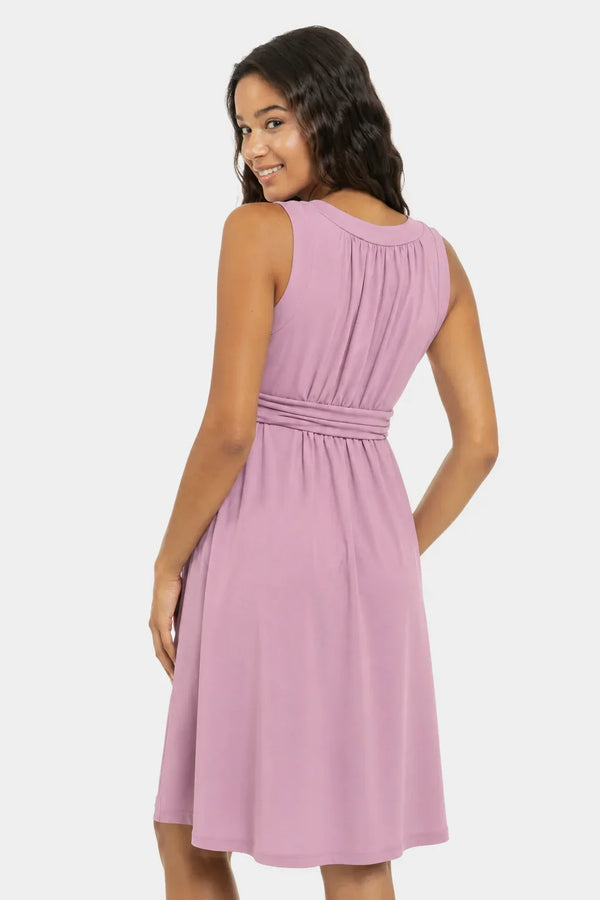 Rochie elegantă pentru gravide cu cordon încrețit – roz