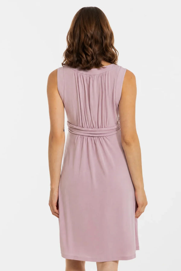Rochie elegantă pentru gravide cu cordon încrețit – roz