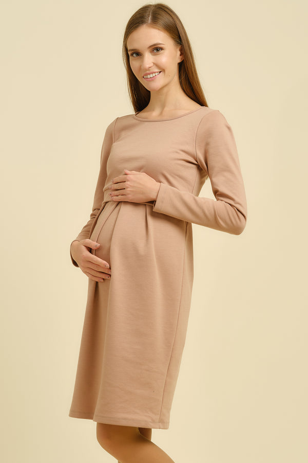 Rochie elegantă pudră pentru gravide și alăptare