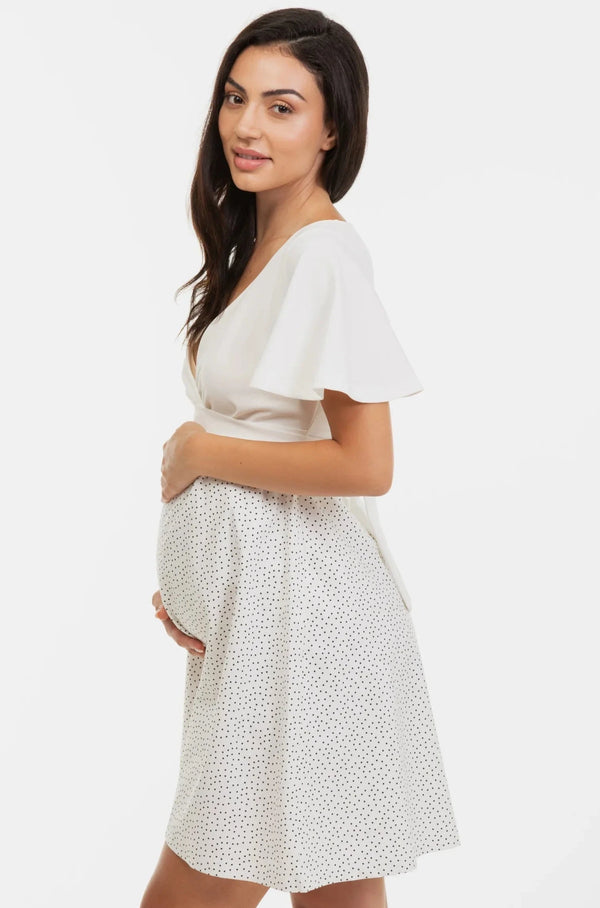 Rochie pentru gravide și alăptare cu imprimeu în buline