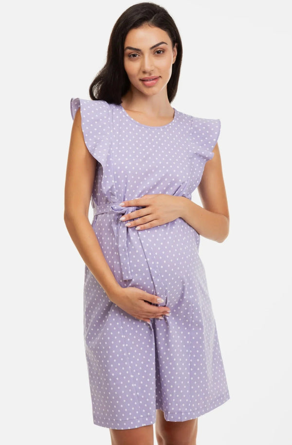 Rochie pentru gravide și alăptare cu mâneci cu volane