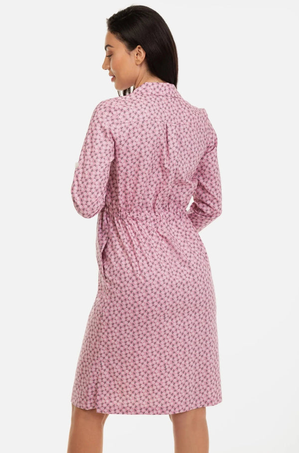 Rochie-cămașă din bumbac cu imprimeu pentru gravide și alăptare