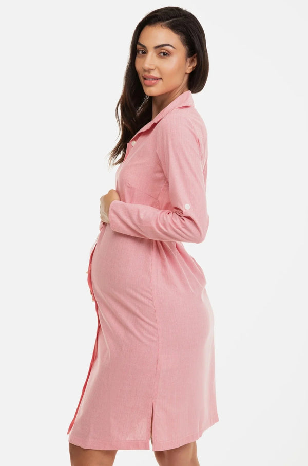 Rochie-cămașă din bumbac pentru gravide și alăptare