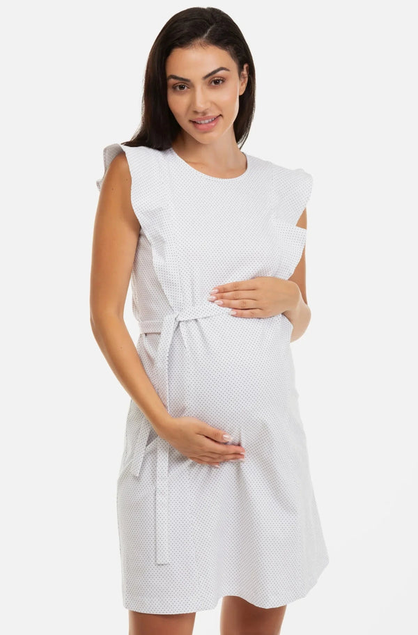 Rochie pentru gravide și alăptare cu mâneci cu volane