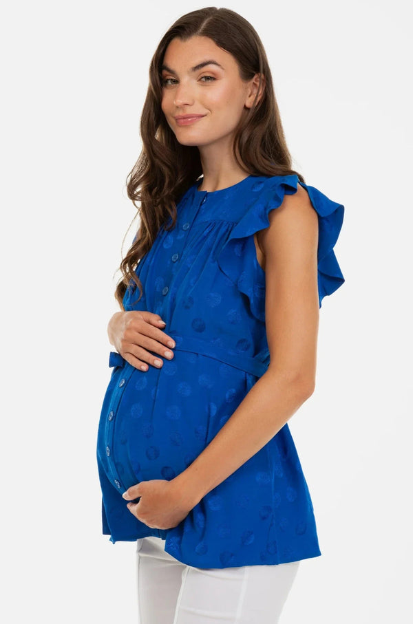 Bluză pentru gravide și alăptare cu mâneci cu volane