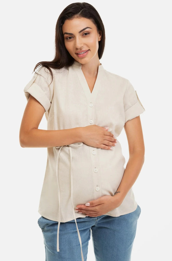 Cămașă mixtă de in pentru gravide și alăptare