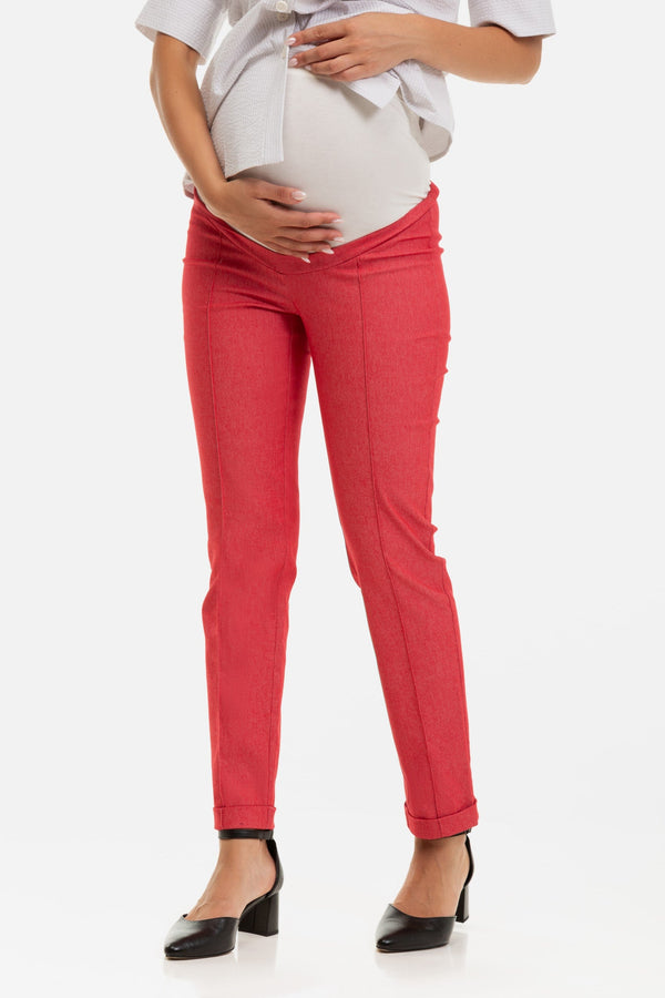 Pantaloni strâmţi pentru gravide in rosu