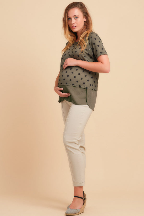 Bluză pentru gravide și alăptare cu motive