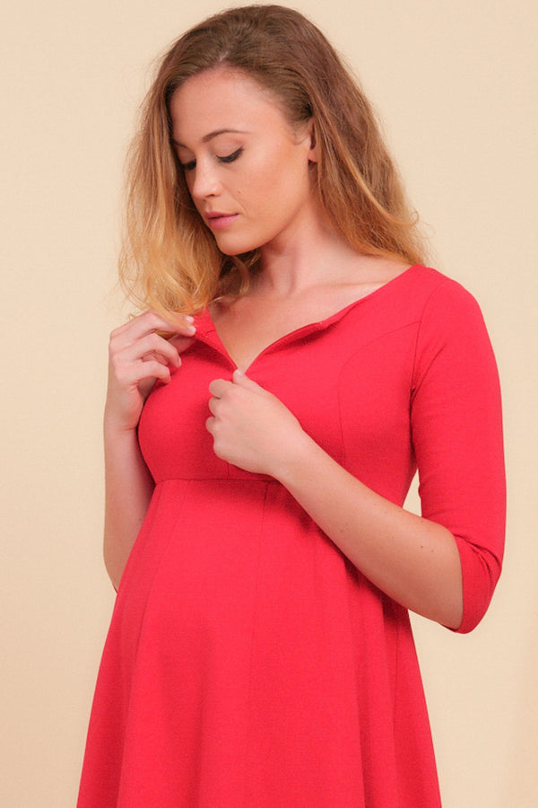 Rochie de seară roșie pentru gravide și alăptare