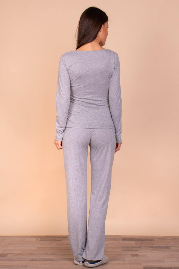 Pijama de culoarea gri deschis pentru gravide și alăptare