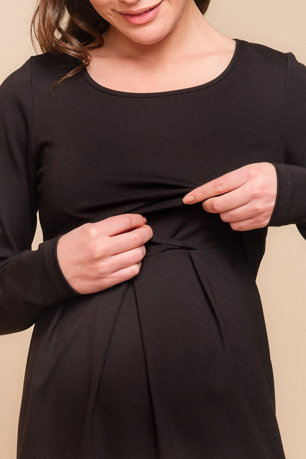 Rochie elegantă pentru gravide și alăptare cu mâneca lungă