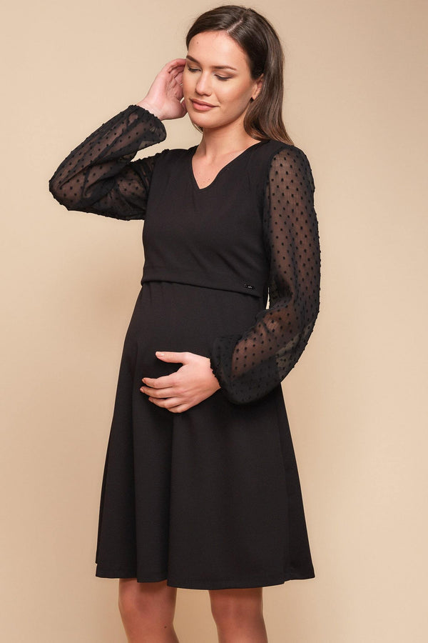 Rochie pentru gravide și alăptare cu elemente cu buline
