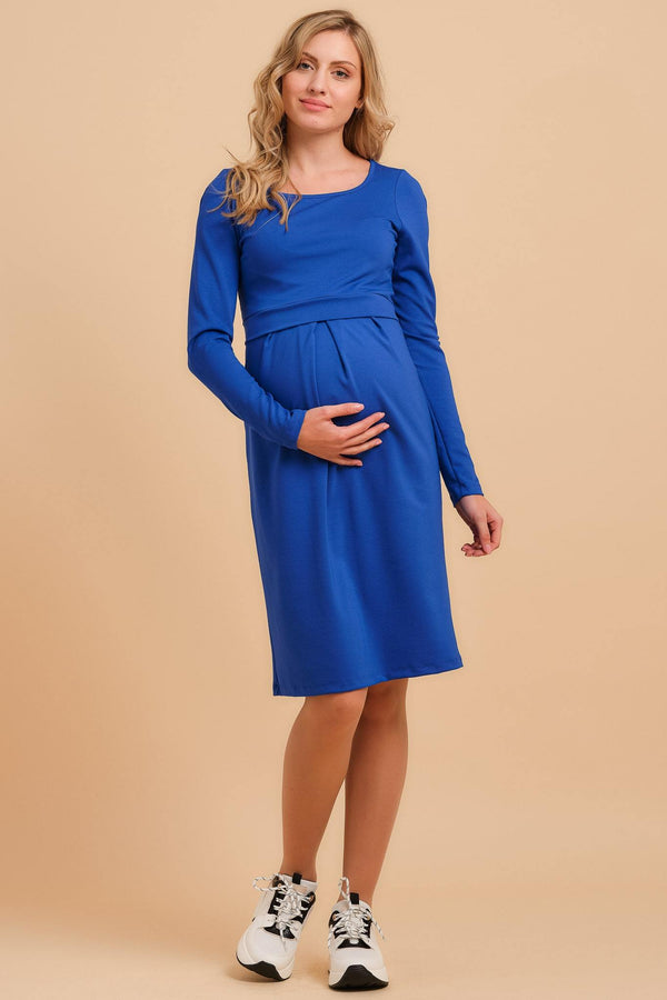 Rochie elegantă albastră pentru gravide și alăptare