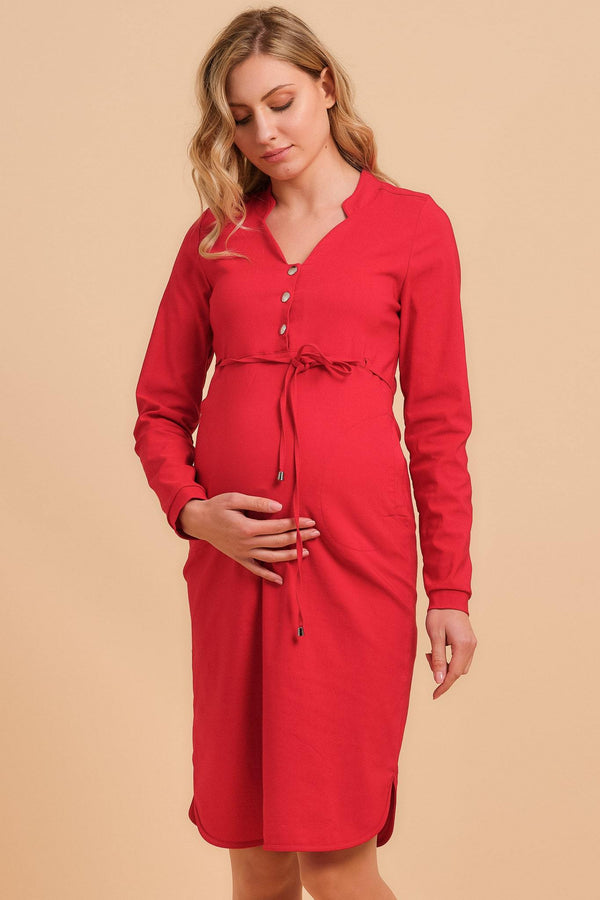 Rochie elastică roșie pentru gravide și alăptarе