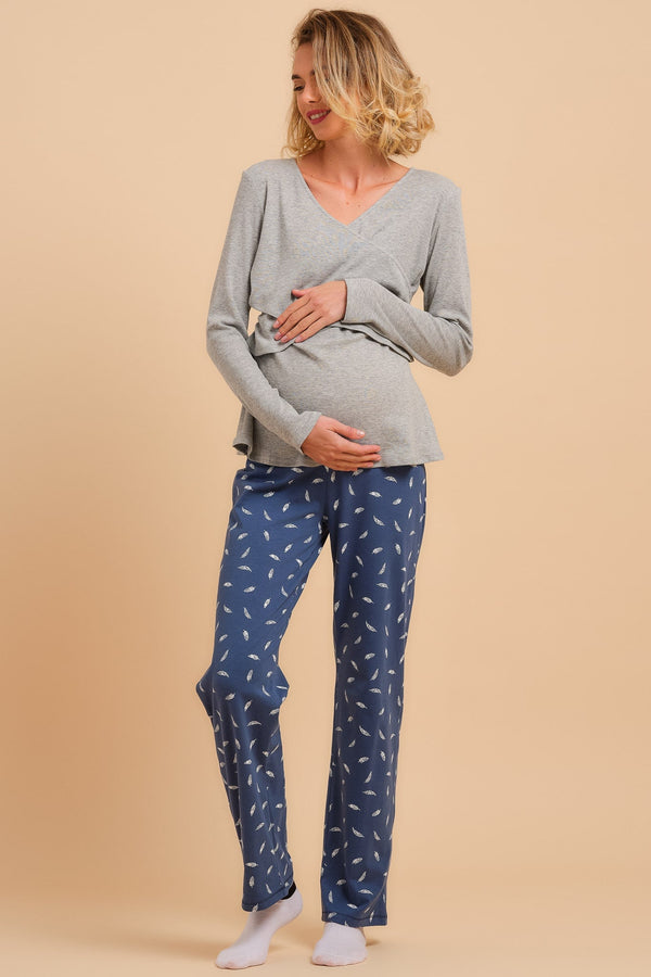 Pijama bumbac pentru gravide și alăptare
