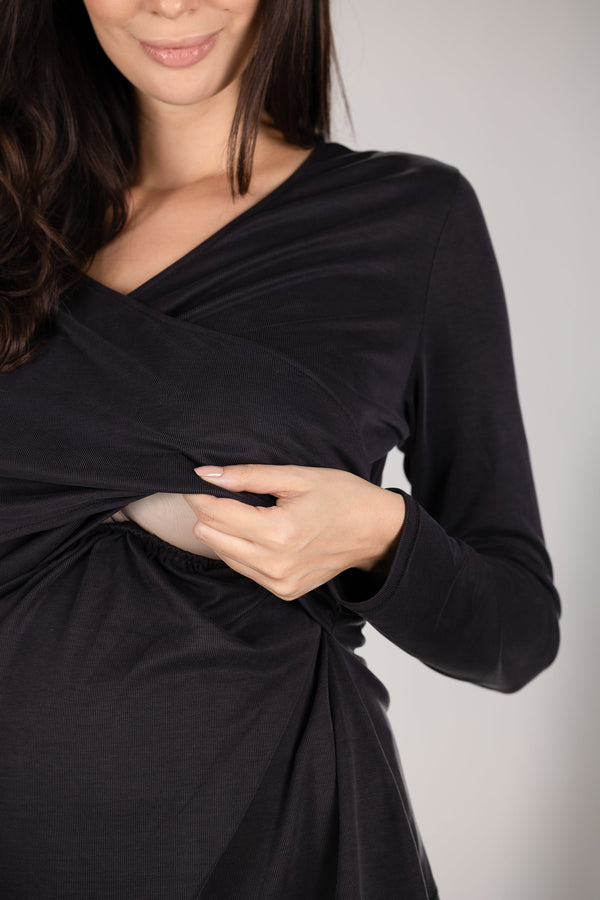 Bluză petrecută în față pentru gravide și alăptare