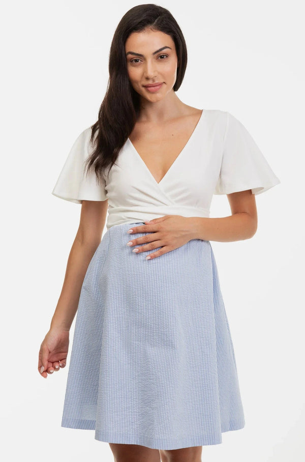Rochie pentru gravide și alăptare cu imprimeu în dungi