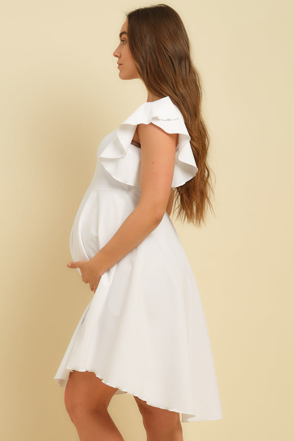 Rochie vaporoasă albă pentru gravide și alăptare