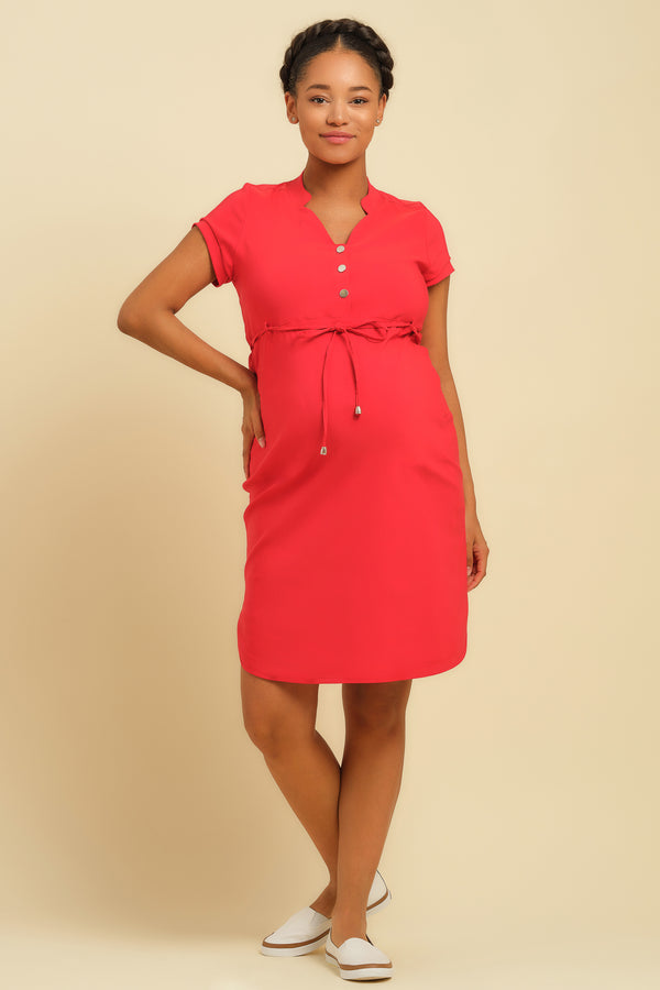 Rochie elastică roșie pentru gravide și alăptare