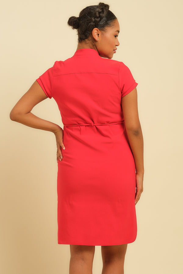 Rochie elastică roșie pentru gravide și alăptare
