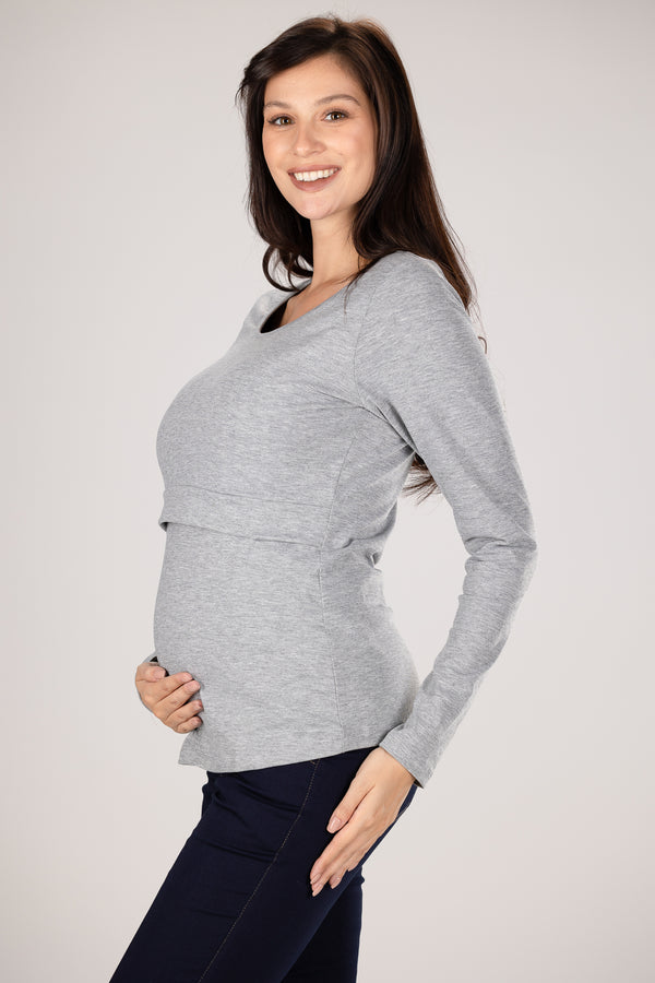 Bluză din amestec de bumbac pentru gravide și alăptare